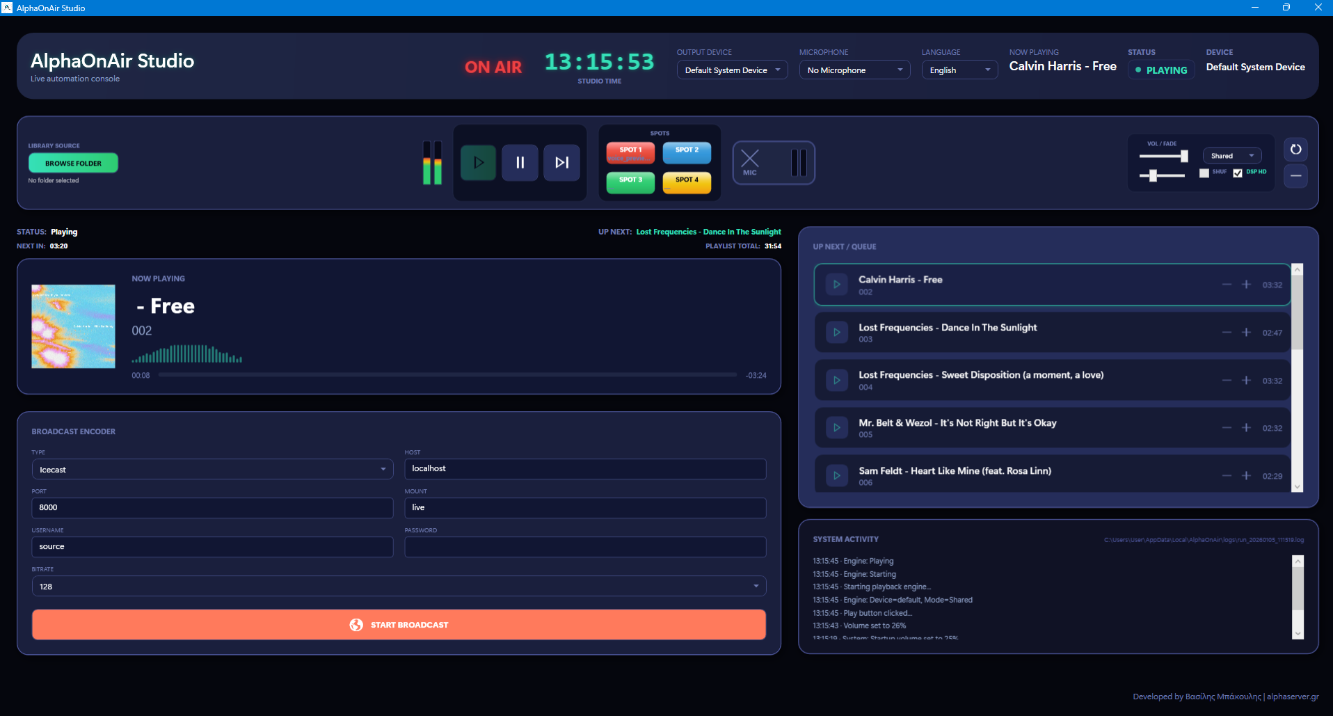 AlphaOnAir Studio Screenshot