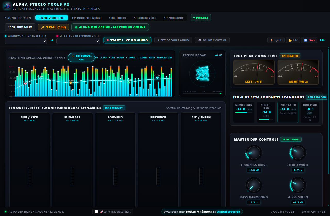 ALPHA Stereo Tools V2 Live Studio Screenshot